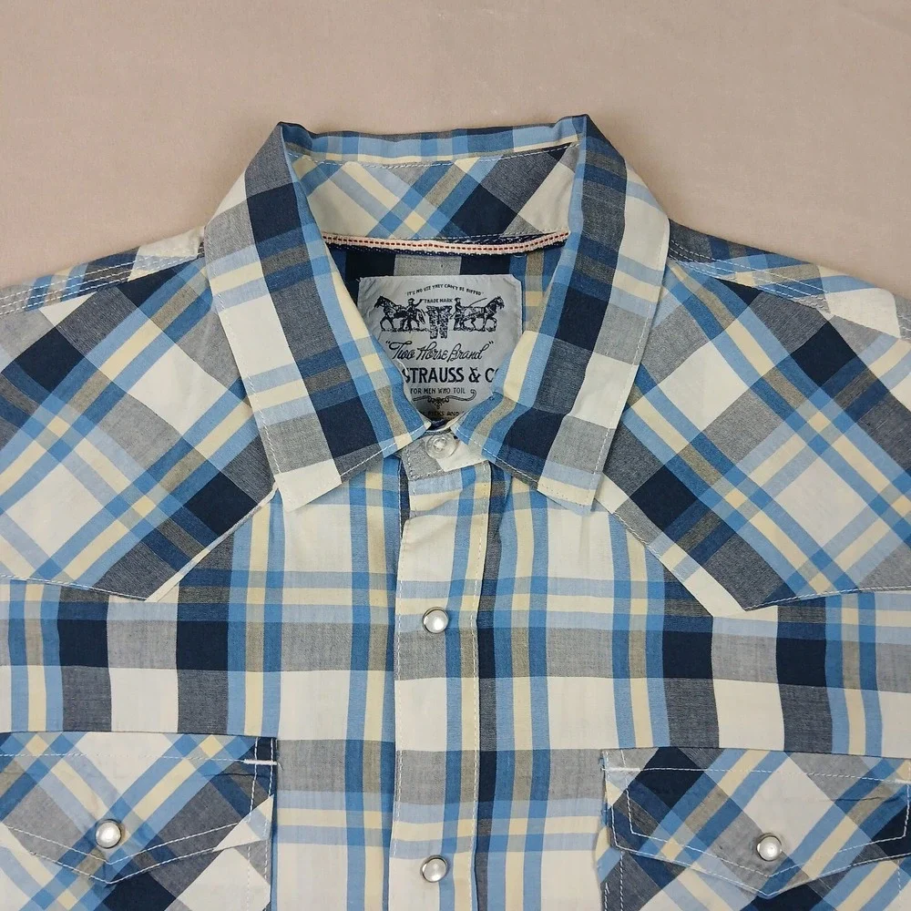 Levis Medium Mens Shirt Western Cowboy Pearl‎ Button 21x27 Vintage Has Defects